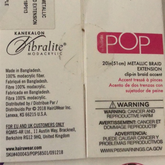 Pop by Hairdo‎ 20” Purple Hair Extension Metallic Clip In Braid Extension Gift - Picture 12 of 12